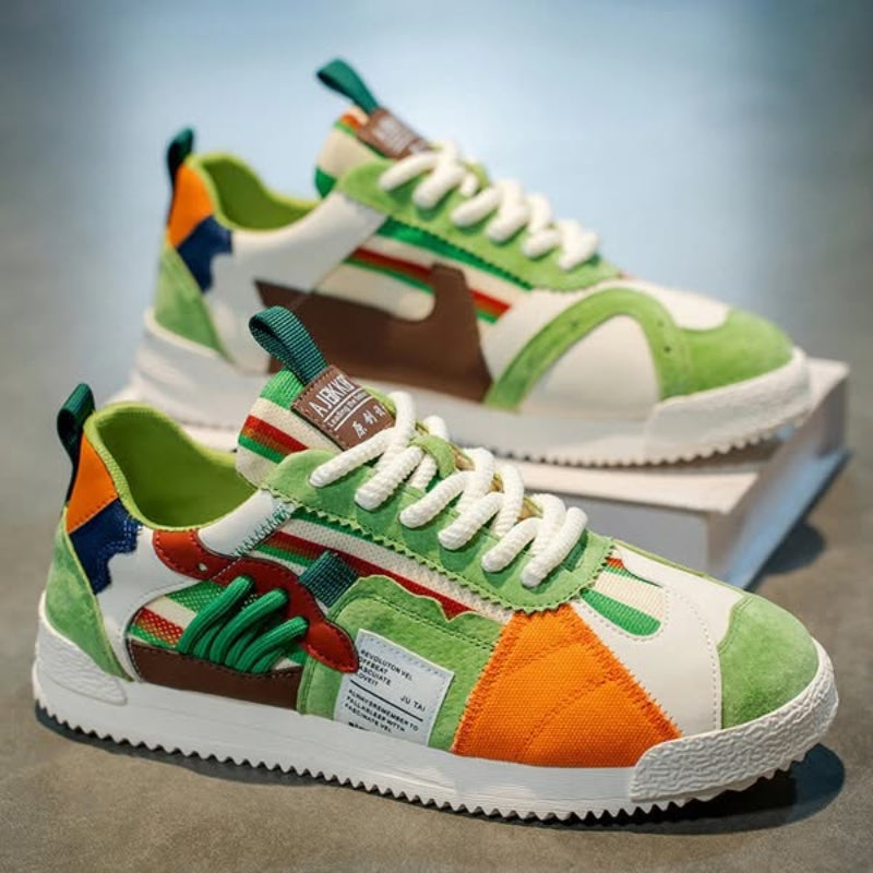 Happy™ PatchworkShoes: Mænd Stilfulde Streetwear Patchwork Sko
