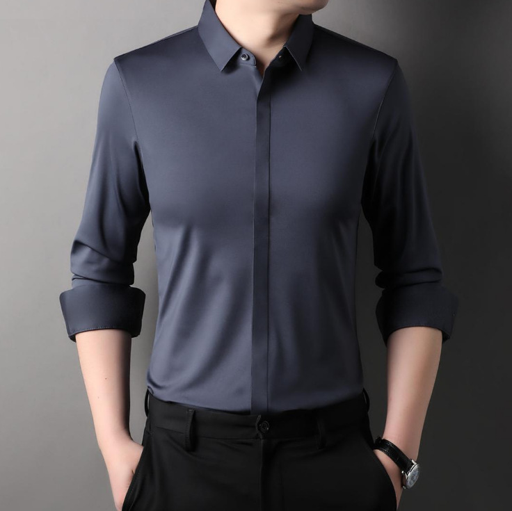 Icone™ StretchLongsleeve: Herre Krøllfri Strekkbar Langermet