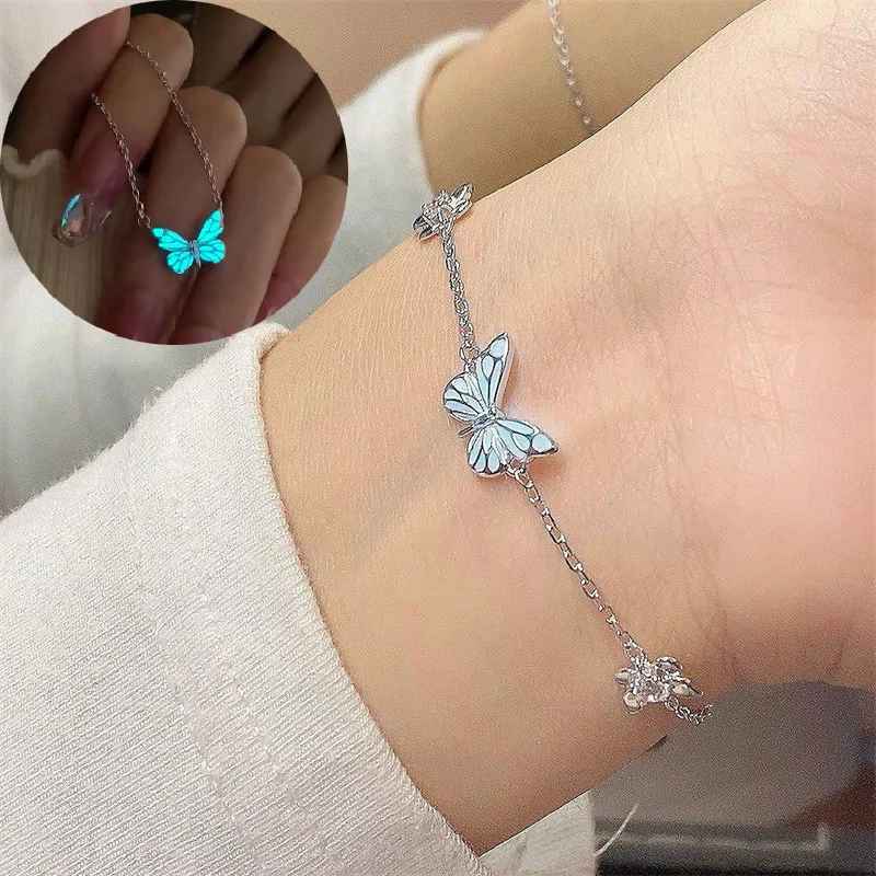 Jewelance™ GlowingButterfly 1+1 GRATIS: Mote Glødende Sommerfugl Halskjede Og Armbånd Sett