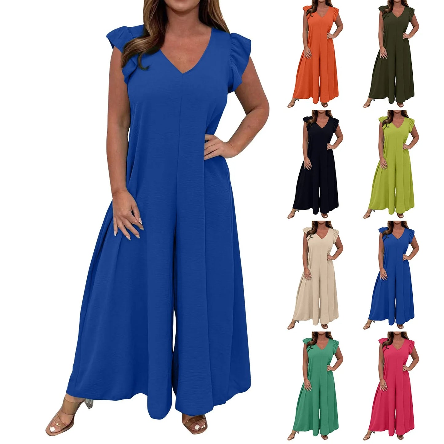 Icone™ CasualJumpsuit: Med volanger, vide ben Casual Jumpsuit