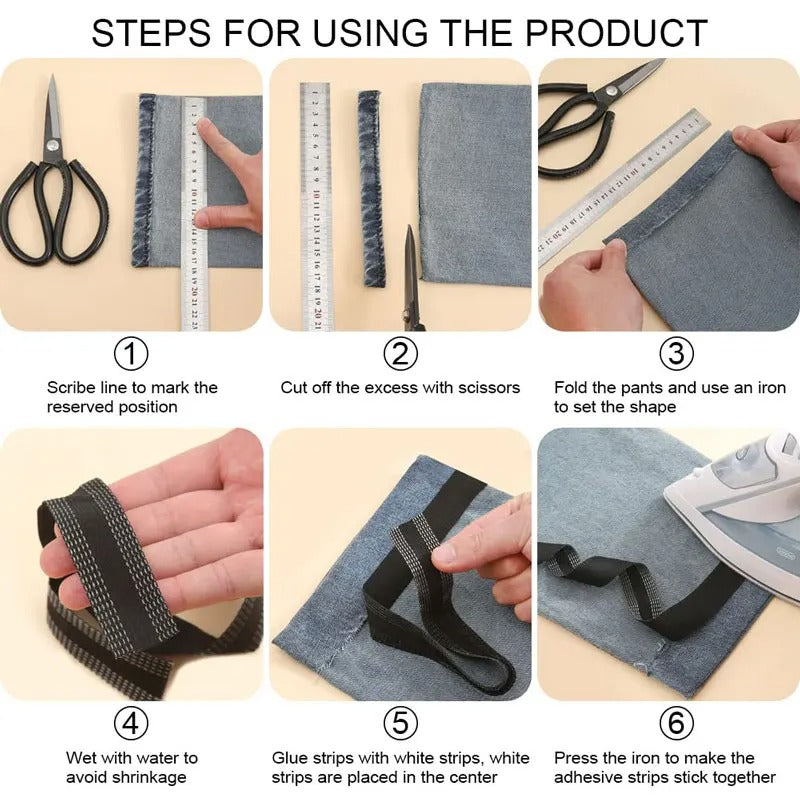 Icone™ ShorteningTape: 5M Selvklebende Bukseforkortningstape