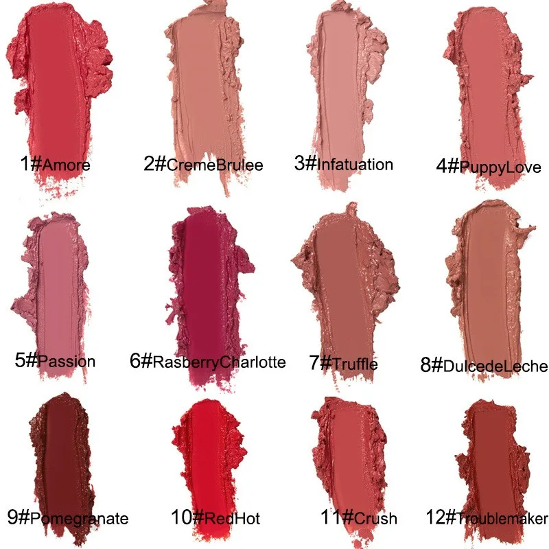 GlamGloss 6+6 GRATIS: Langtidsholdbar Cremeagtig Fugtgivende Glam Gloss Flydende Læbestift