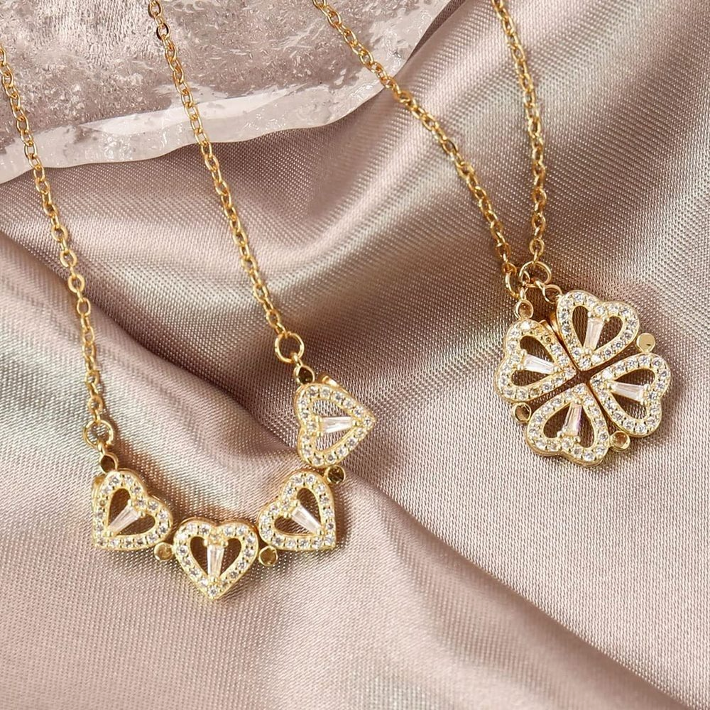 Jewelance™ CloverNecklace 1+1 GRATIS: Stilfuld To-Stil Magnetisk Hjerte Kløver Halskæde