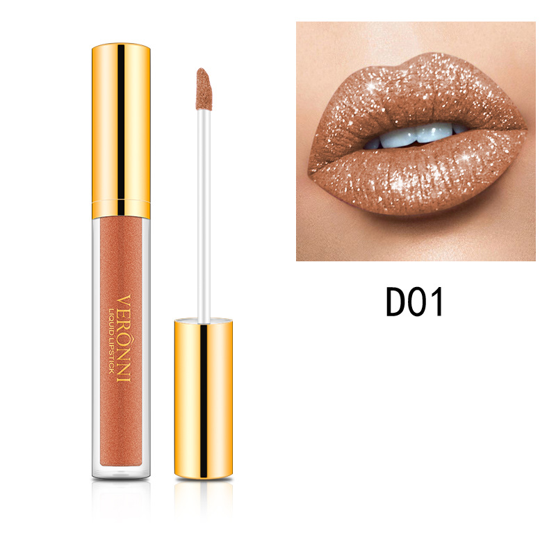 GlitterLipstick 1+1 GRATIS: Langtidsholdbar Letvægts Skinnende Glimmer Læbestift