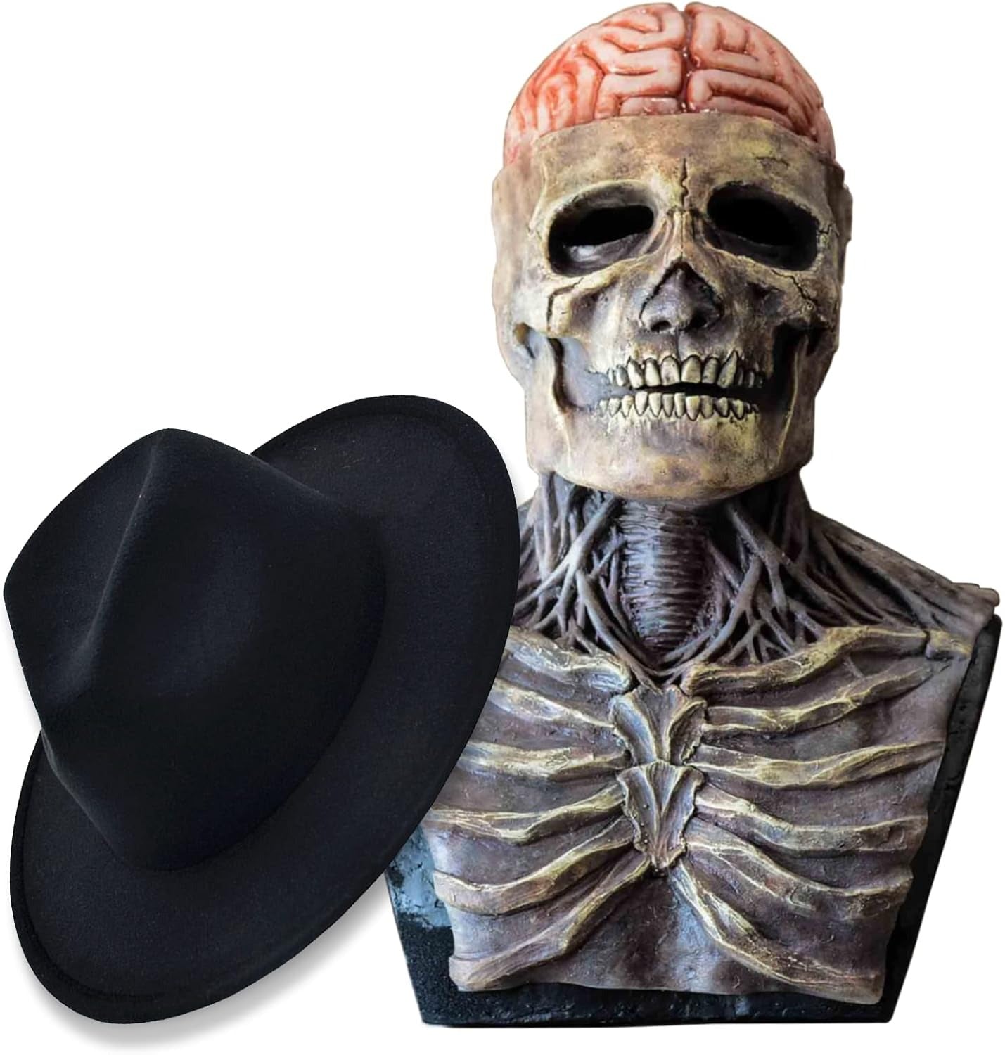 SkeletonMask: Realistisk Skremmende Skjelett Halloweenmaske Kostyme