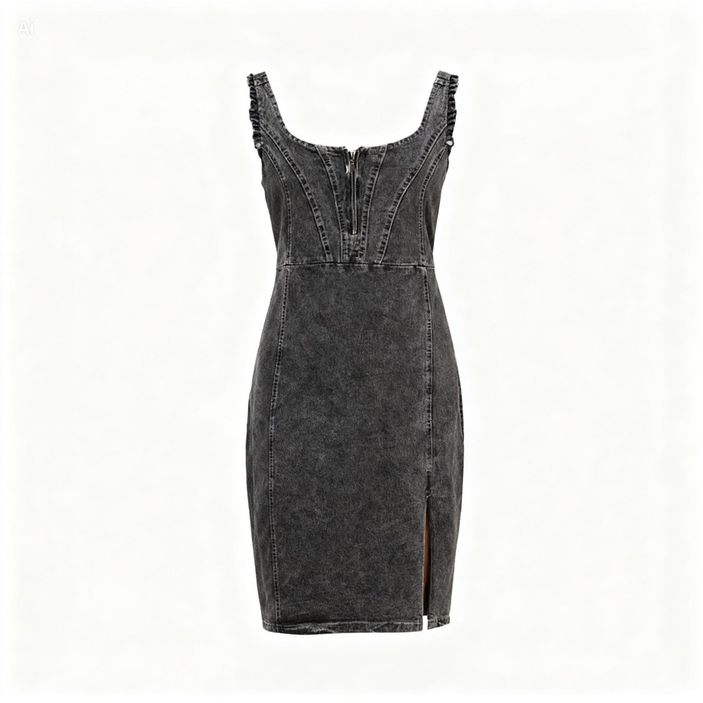 Icone™ DenimDress: Denimkjole Med Splitt Og Justerbare Stropper