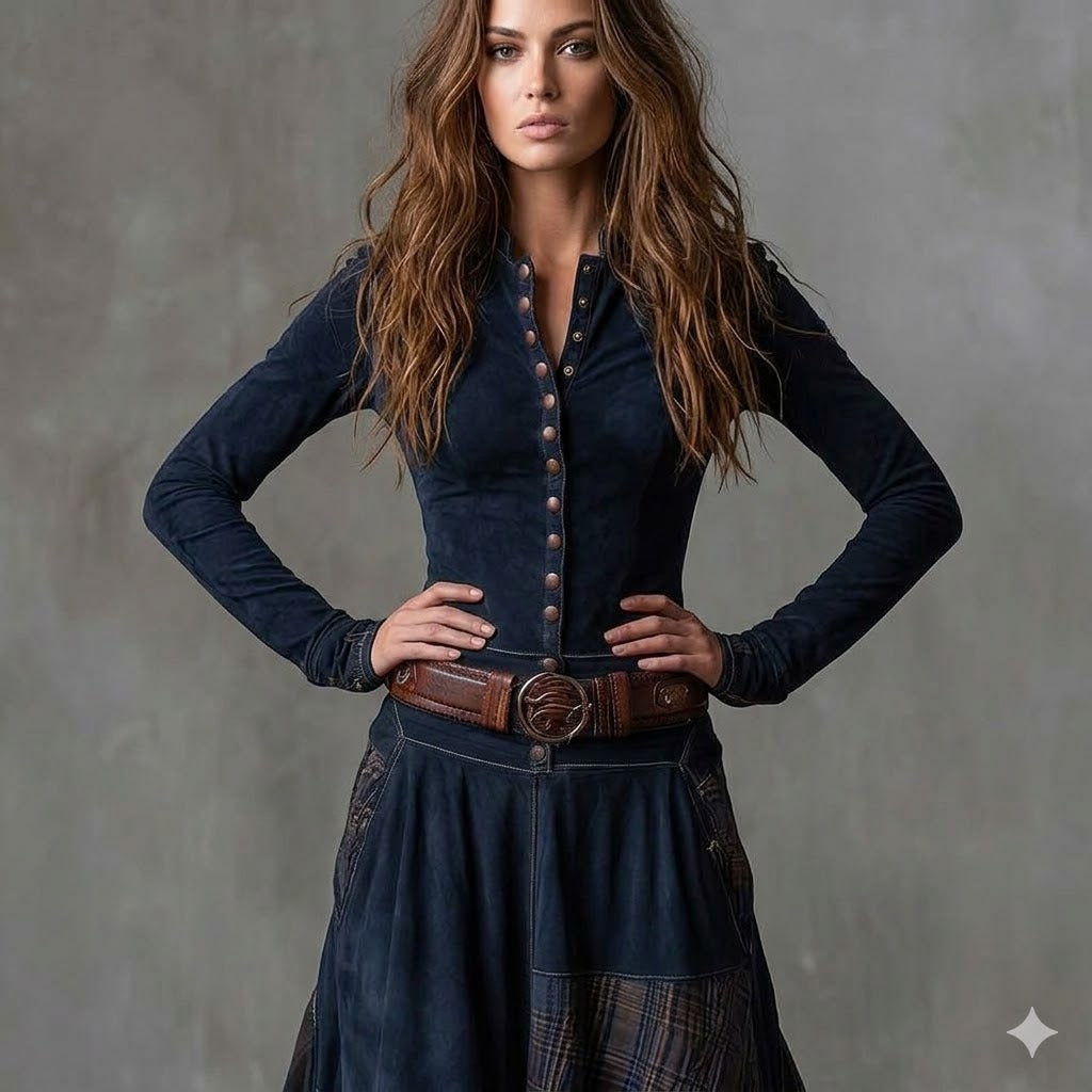 Icone™ ClassicDress: Luksus Retro Talje-Markerende Vintage Patchwork Klassisk Kjole