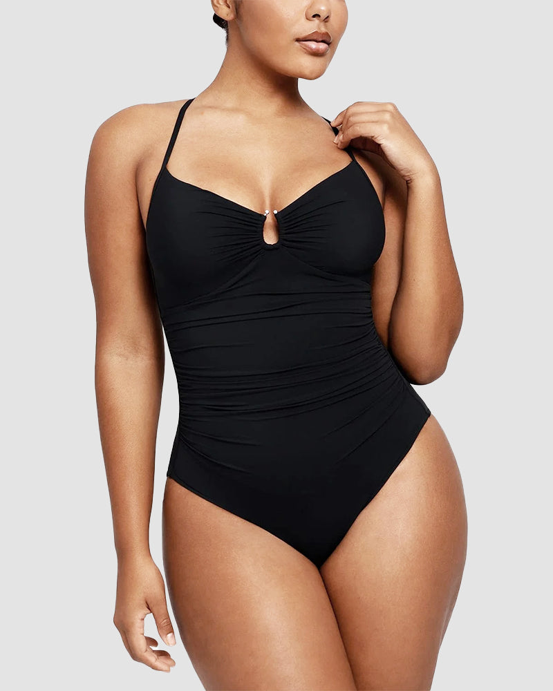 Icone™ ShapingSwimsuit: Elegant kryssede stropper bak, figurformende badedrakt