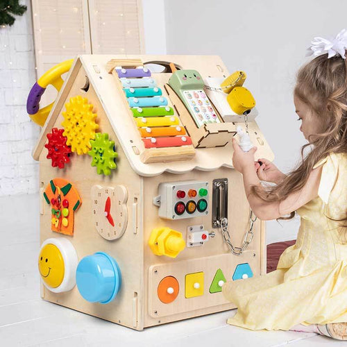 Kletshuts™ BusyHouse: Multifunksjonelt Montessori Tre Travelt Hus