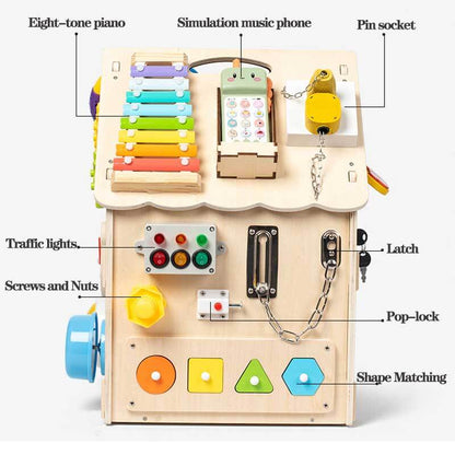 Kletshuts™ BusyHouse: Multifunksjonelt Montessori Tre Travelt Hus
