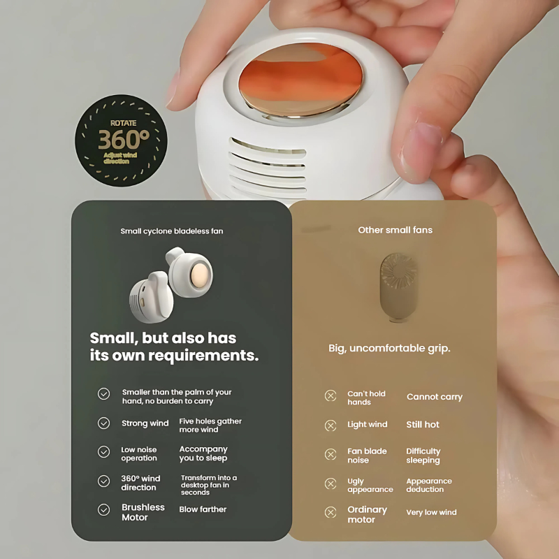 ClipFan - Mini Oppladbar Hals- og Midjeklemmevifte