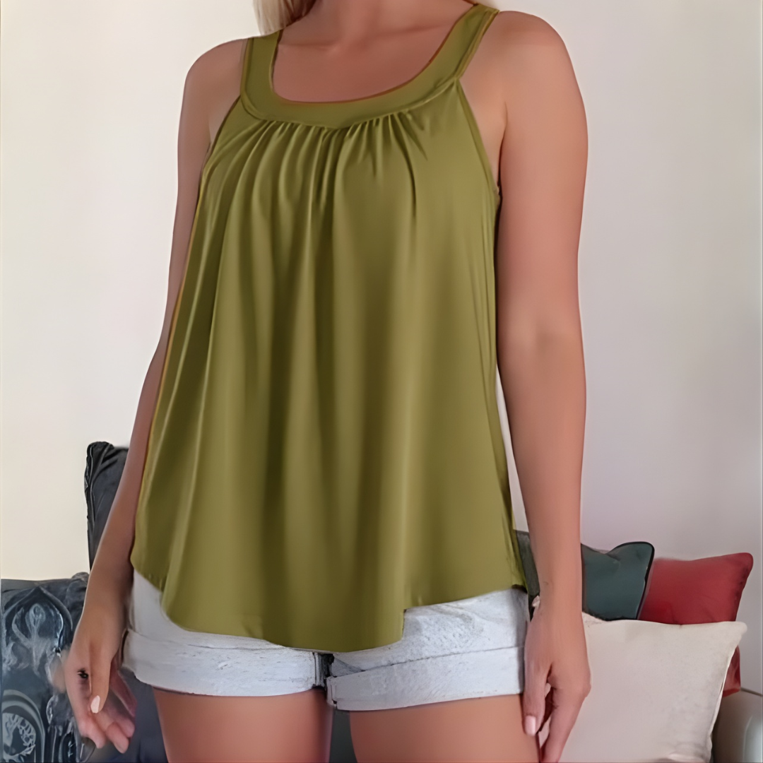 Icone™ SleevelessTop: Stilfuld Sommer Enkel Plisseret Tank Uden Ærmer Top