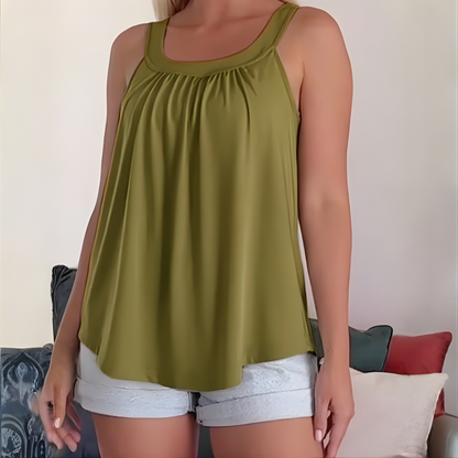 Icone™ SleevelessTop: Stilfuld Sommer Enkel Plisseret Tank Uden Ærmer Top