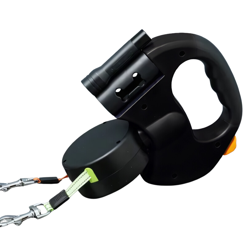 DogFri™ DoubleLeash: LED-lys Dobbelt hode Uttrekkbar hundesnor