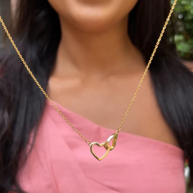 Jewelance™ TwinHearts – Roterende Rose Tvillinghjerter Halskæde Gave Smykke