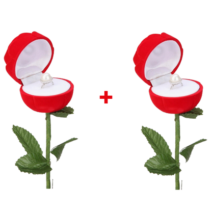 RingBox 1+1 GRATIS: Deluxe Romantisk Rød Rose Ringboks Holder