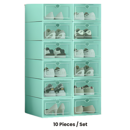 ShoeBox 5+5 GRATIS: Nem Adgang Stabelbar Gennemsigtig Vend-Top Sko Boks Opbevaringsskuffe