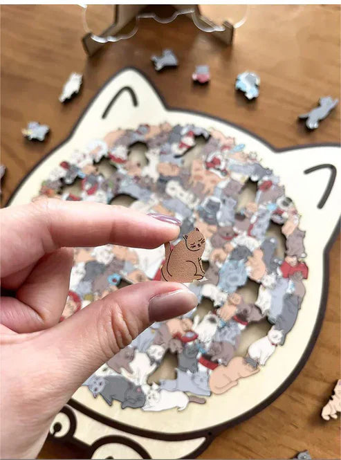 Kletshuts™CatPuzzle: Unikt Katt Puslespill i Fargerikt Tre