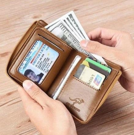 Icone™ ZippyWallet: Herre Glidelås Skinnlommebok Med RFID-beskyttelse