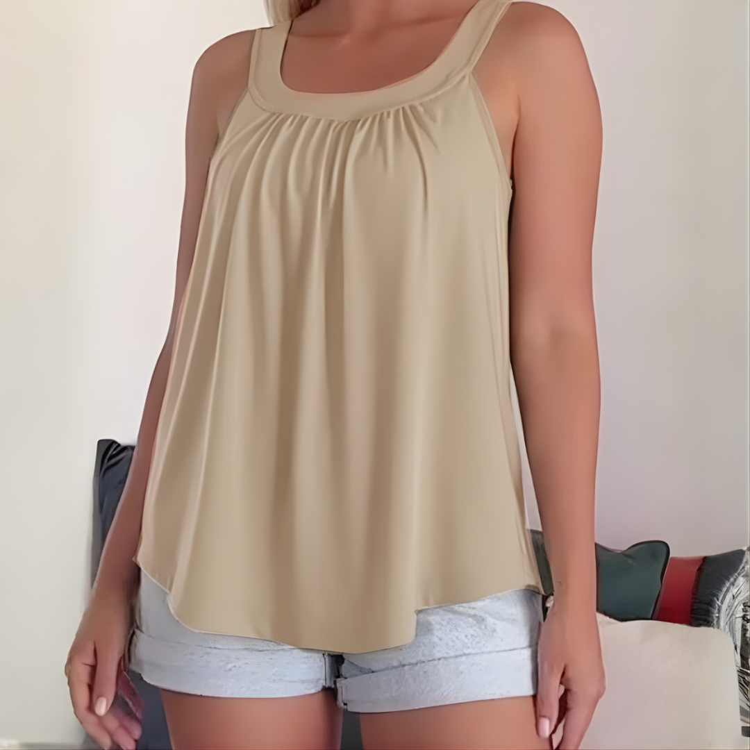 Icone™ SleevelessTop: Stilfuld Sommer Enkel Plisseret Tank Uden Ærmer Top