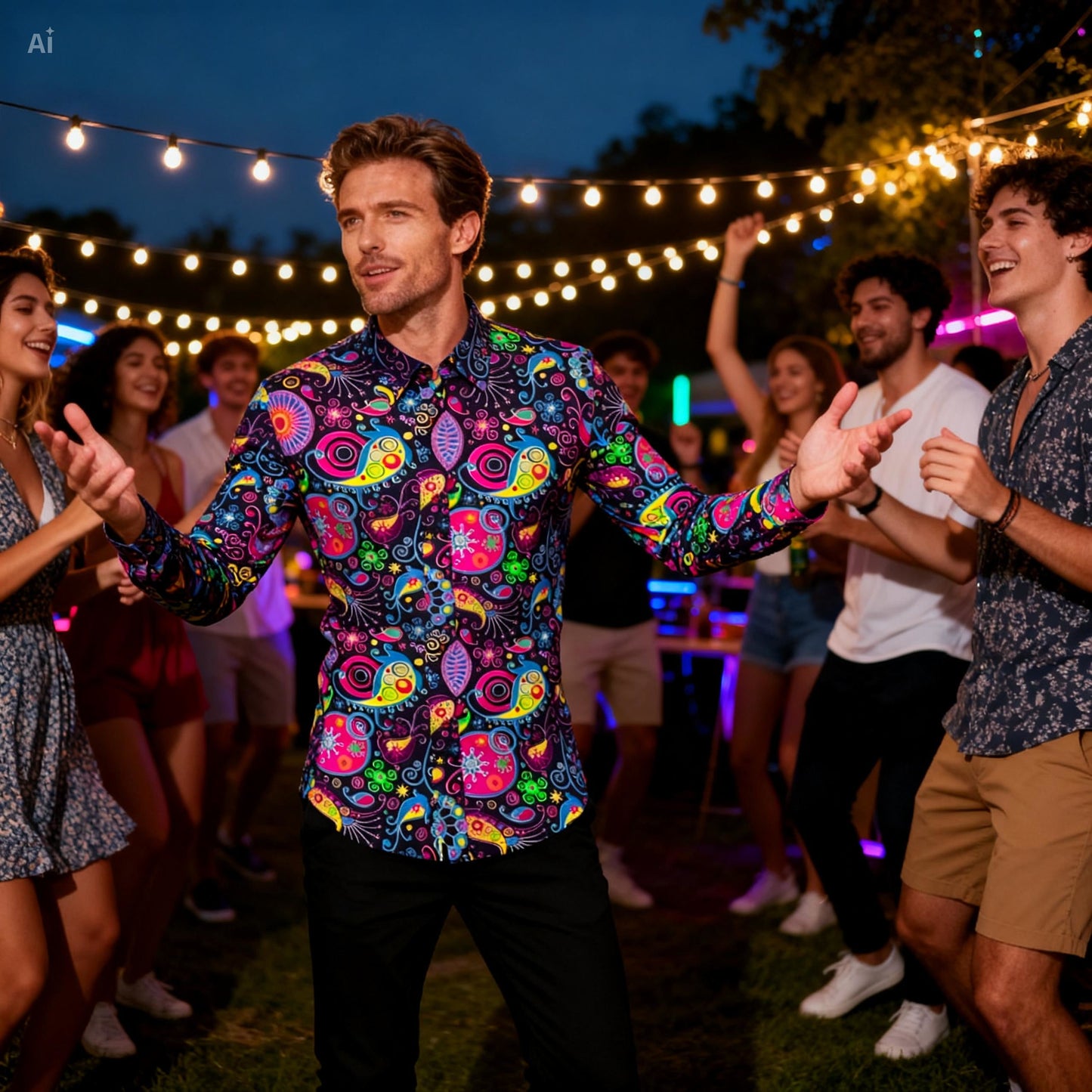 Icone™ RetroPolo: Disco Nat Mænds Langærmet Vintage Retro Polo