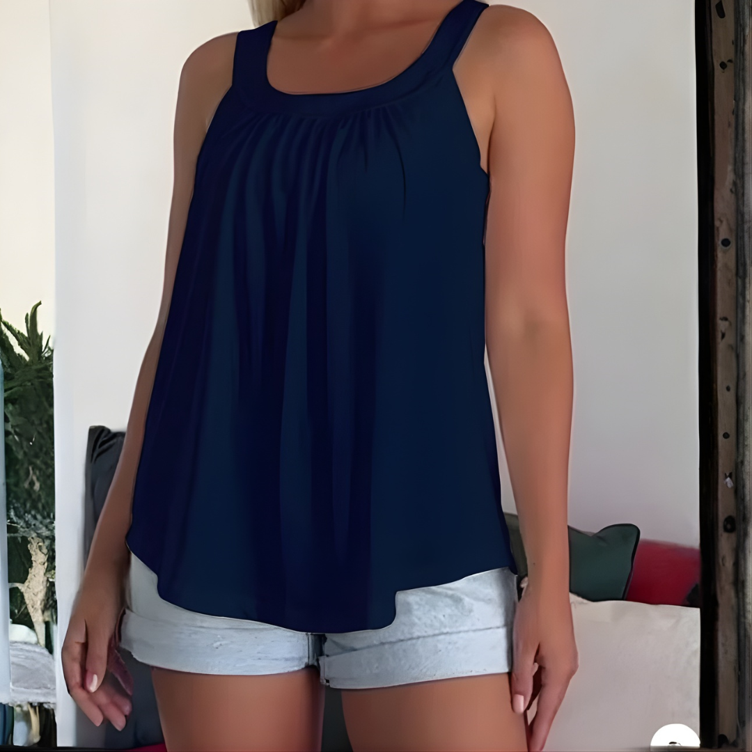 Icone™ SleevelessTop: Stilfuld Sommer Enkel Plisseret Tank Uden Ærmer Top