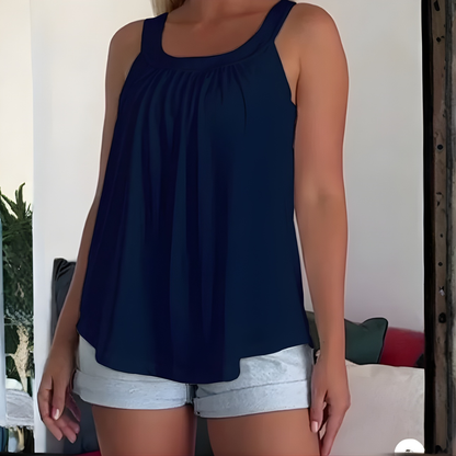 Icone™ SleevelessTop: Stilfuld Sommer Enkel Plisseret Tank Uden Ærmer Top