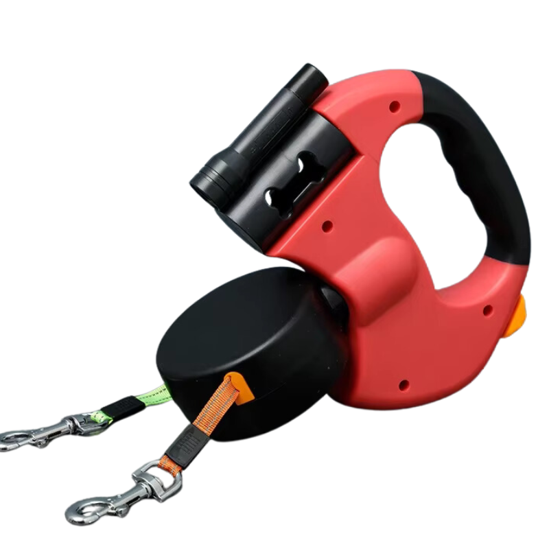 DogFri™ DoubleLeash: LED-lys Dobbelt hode Uttrekkbar hundesnor