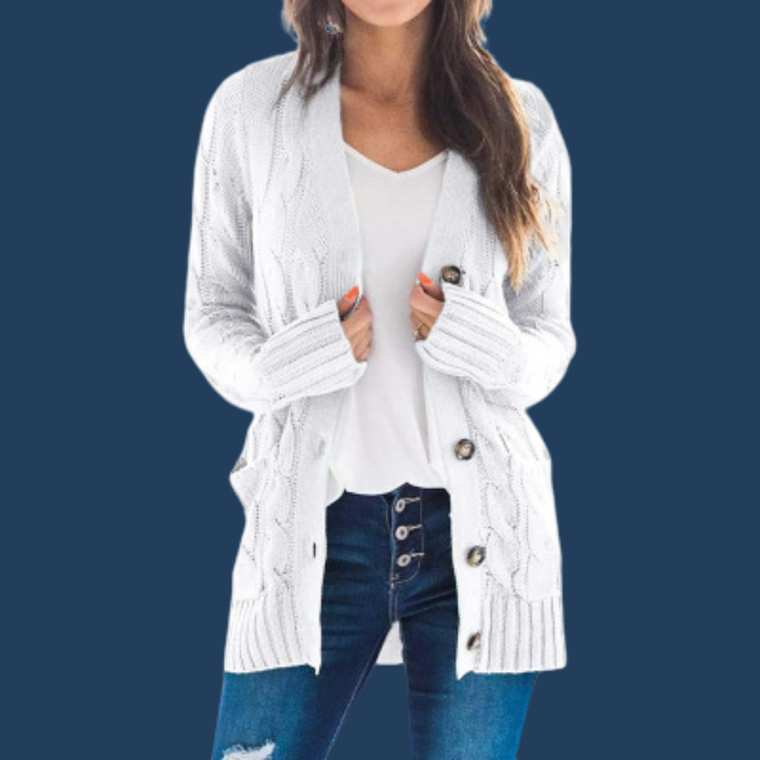 Icone™ KnittedCardigan: Dame Koselig Lang Strikket Cardigan