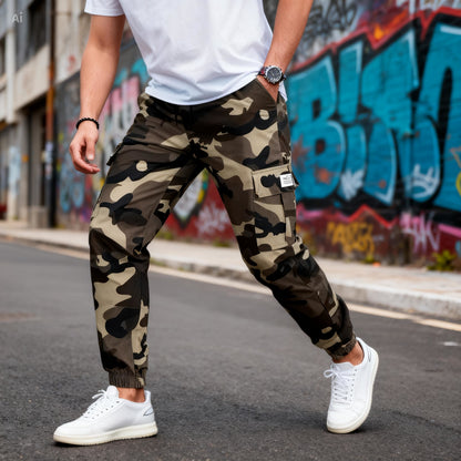 Icone™ CamouflagePants: Stilige Avslappede Multi-Lomme Kamuflasjebukser