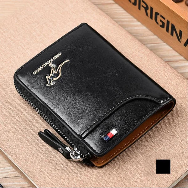 Icone™ ZippyWallet: Herre Glidelås Skinnlommebok Med RFID-beskyttelse