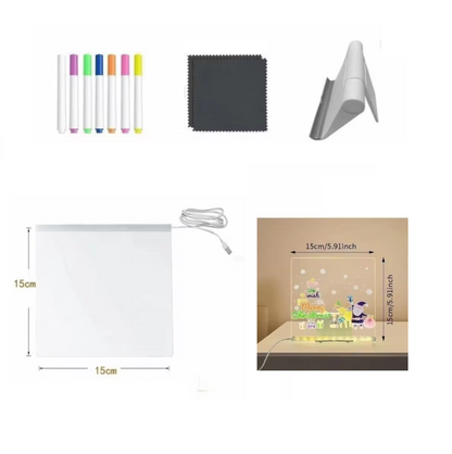 Kletshuts™ NoteBoard: LED-lampe Akryl Notat- og Tegnebrett