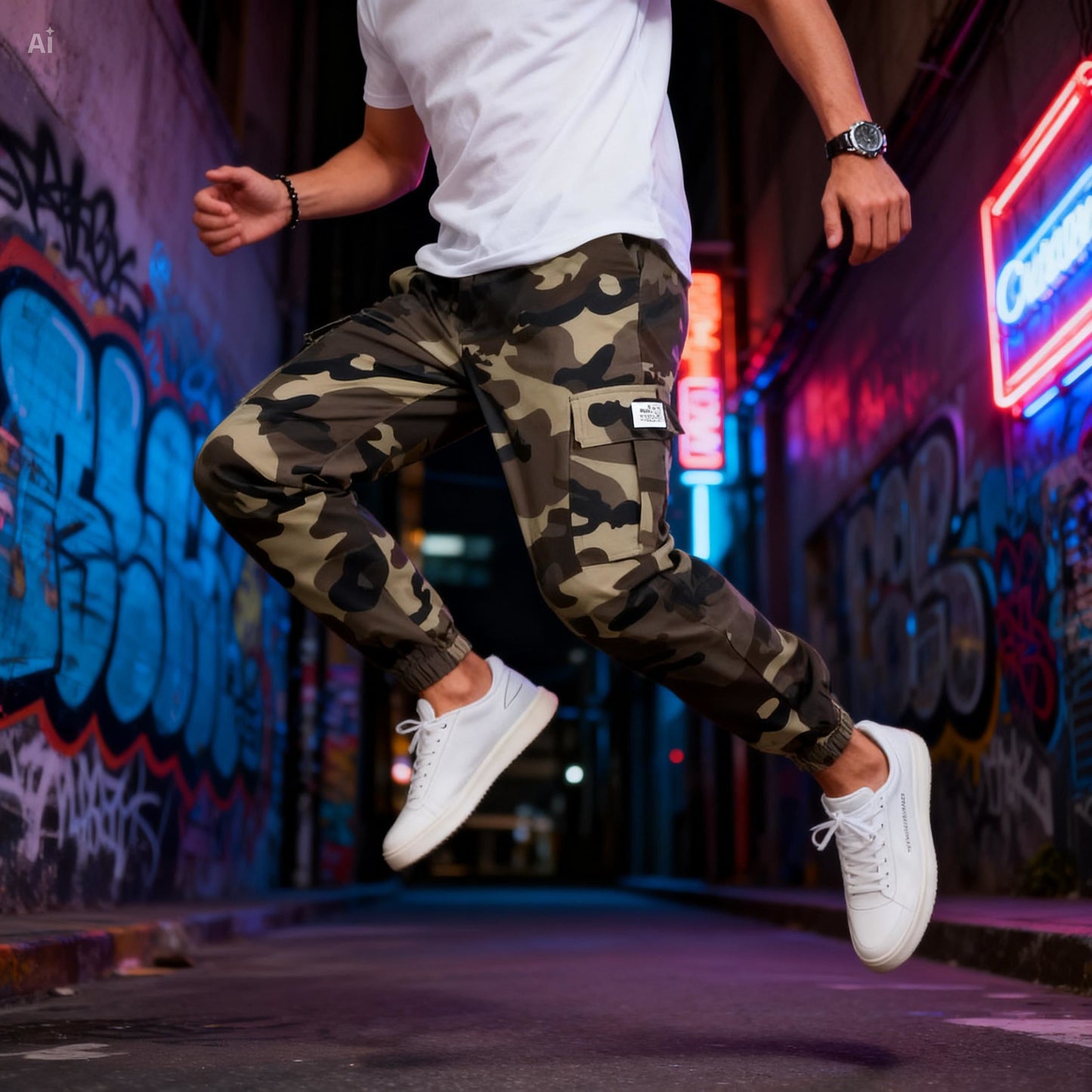 Icone™ CamouflagePants: Stilige Avslappede Multi-Lomme Kamuflasjebukser