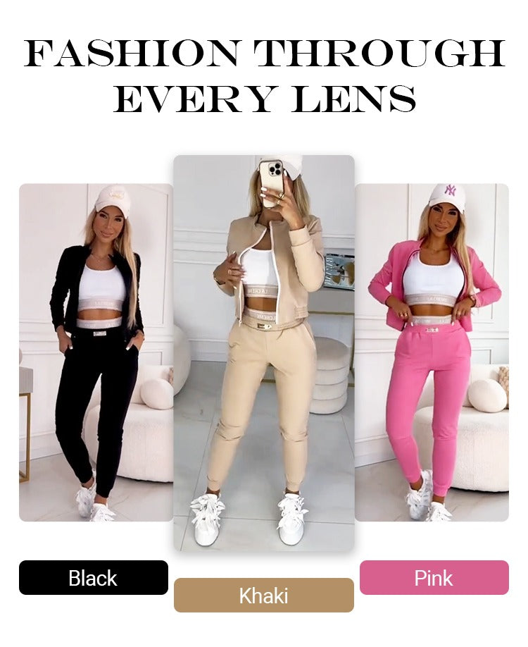 Icone™ OutfitSet: Jakke, Tanktopp Og Bukser, Avslappet Sett For Kvinner