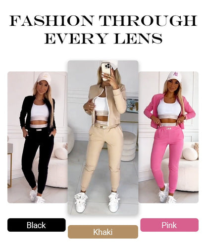 Icone™ OutfitSet: Jakke, Tanktopp Og Bukser, Avslappet Sett For Kvinner