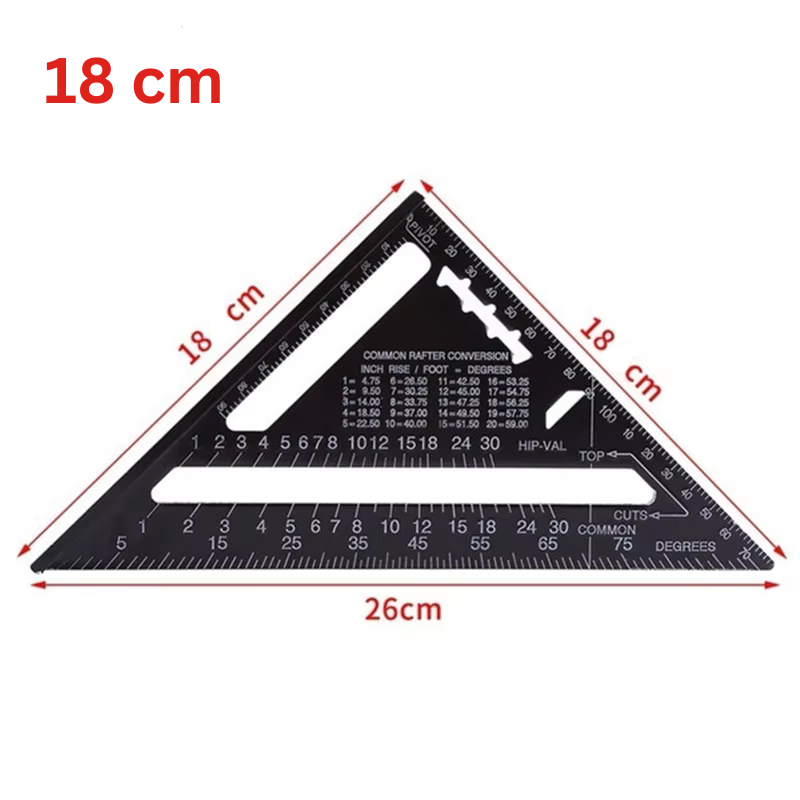 TriangleRuler - Aluminiumslegering Trekantlinjal Til Trebearbeiding