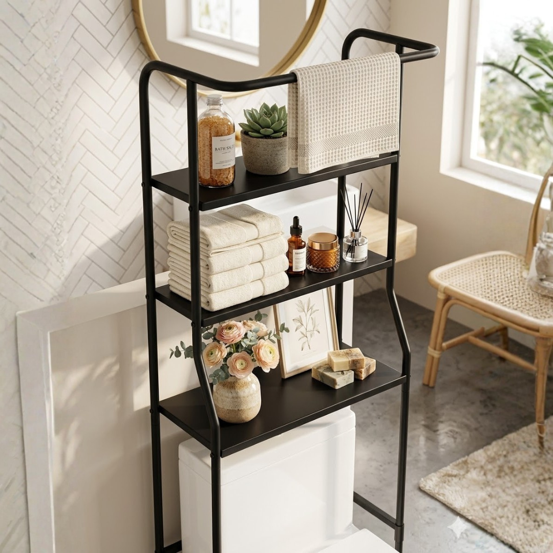 GlideHold® BathroomShelf: Stilfuld Minimalistisk 3-Niveau Badeværelseshylde
