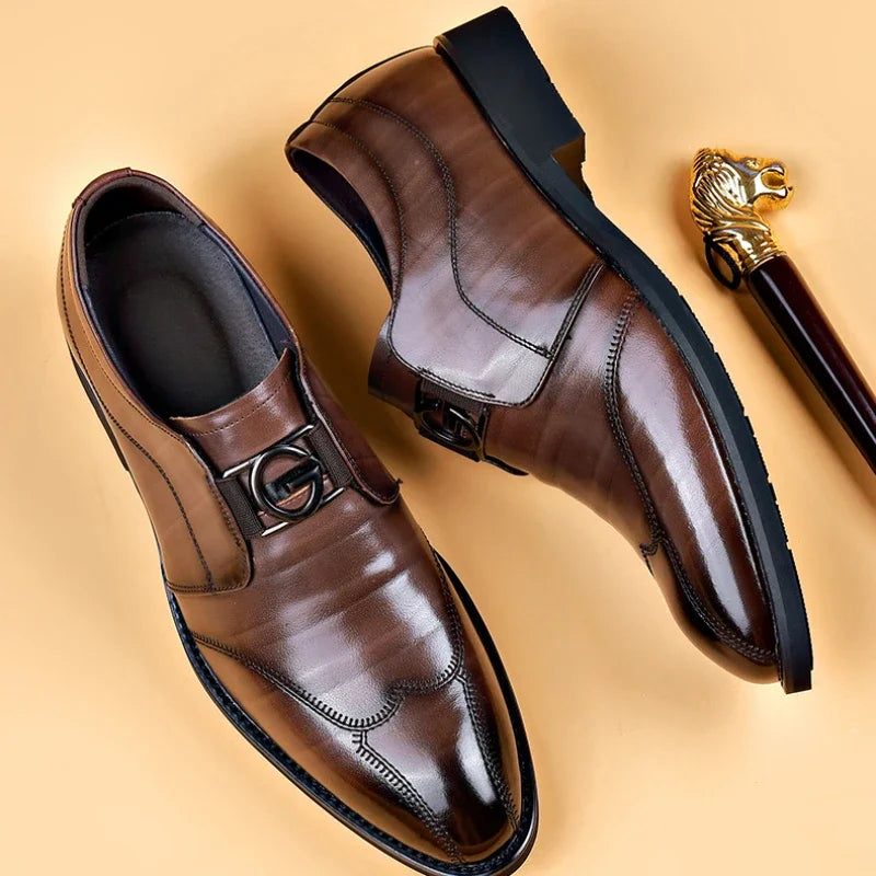 Happy™ ClassyShoes: Luksus Herre Skinn Formelle Spisse Oxford Klassiske Sko