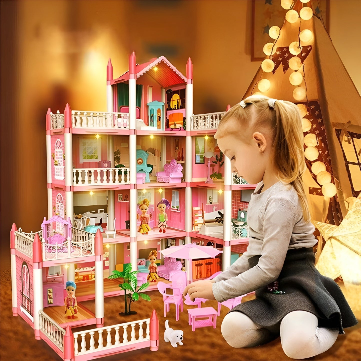 Kletshuts™ MiniMansion: Prinsesse Drømmeslott DIY Dukkehus Mini Palass Lekesett