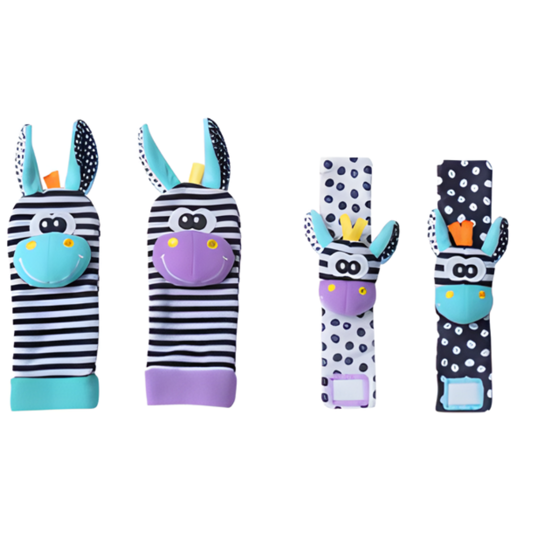 Kletshuts™ RattleToy 1+1 GRATIS: Myke Dyre Baby Håndledd Og Fot Sokker Rangle Leketøy Sett