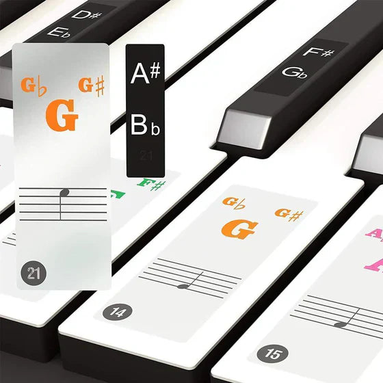 PianoStickers - Avtakbare Selvklebende Piano Nøkkel Klistremerker
