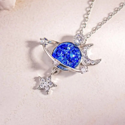 Jewelance™ MoonNecklace 1+1 GRATIS: Blå Planet Stjerne Måne Anheng Halskjede