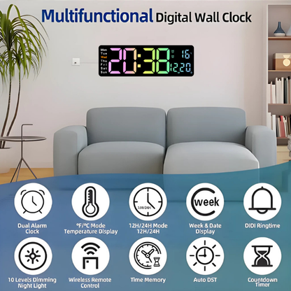 Globetrek° DigitalClock: Stor LED-skjerm Display Digital Klokke