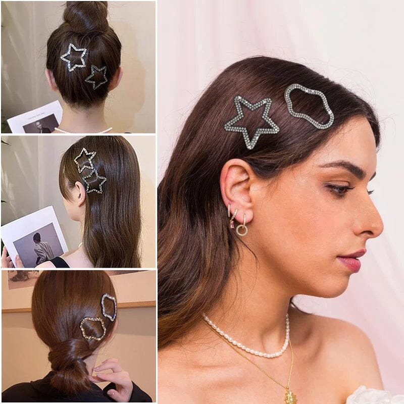 Rose® BlingClips - Rhinsten Bling Snap Hårspenner Barrettes