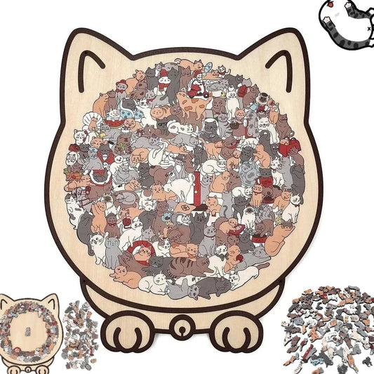 Kletshuts™CatPuzzle: Unikt Katt Puslespill i Fargerikt Tre