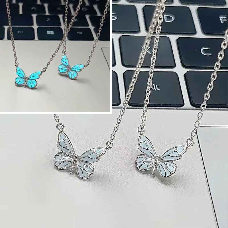 Jewelance™ GlowingButterfly 1+1 GRATIS: Mote Glødende Sommerfugl Halskjede Og Armbånd Sett
