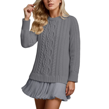 Icone™ KnittedDress: Hyggeligt Mini Langærmet Strikket Kjole