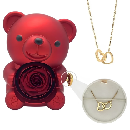 Jewelance™ TwinHearts – Roterende Rose Tvillinghjerter Halskæde Gave Smykke