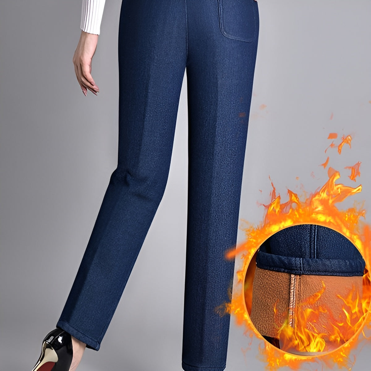 Icone™ CasualJeans: Elastisk Høj Talje Stretch Lige Ben Casual Jeans