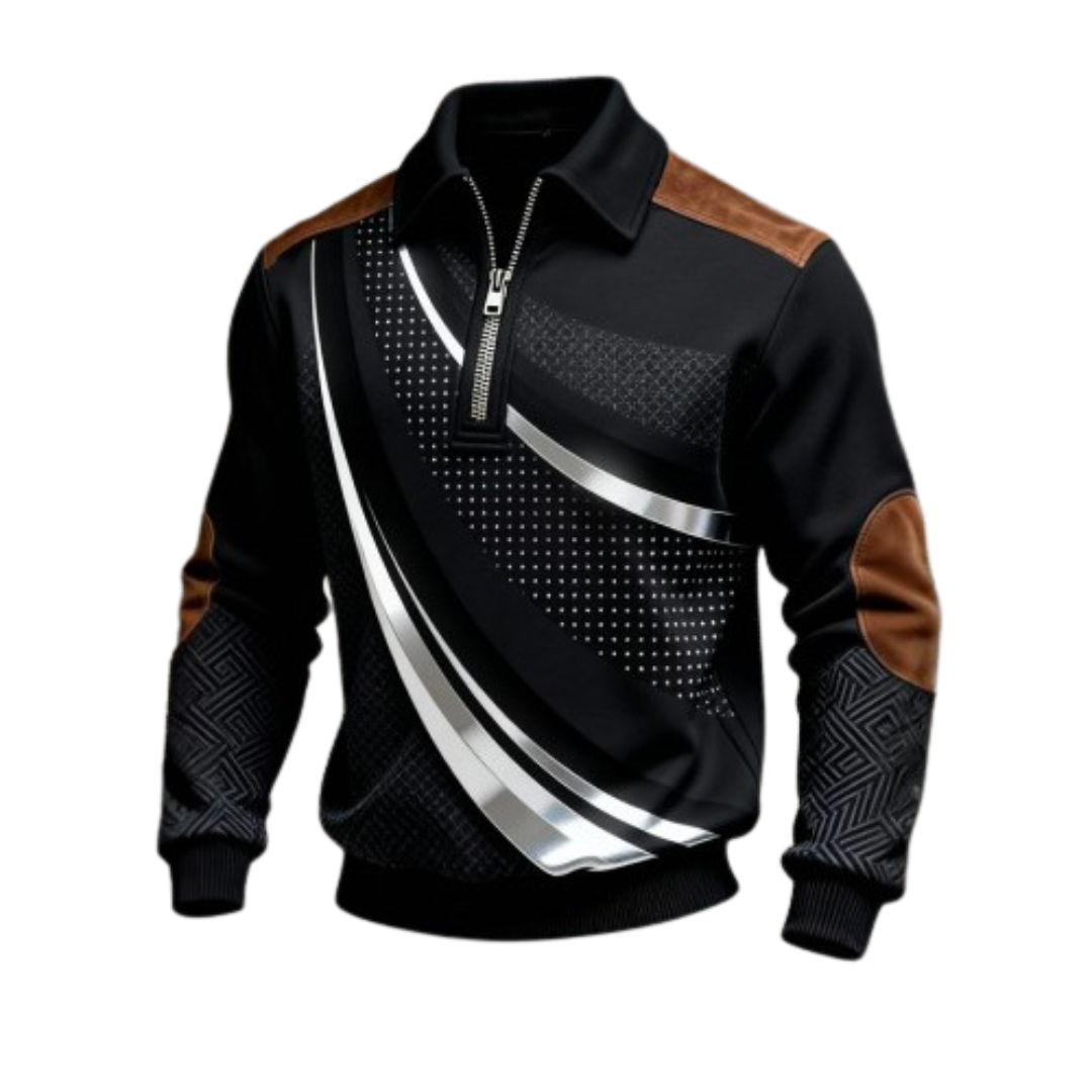 Icone™ CollaredSweatshirt: Stilfuld Tilfældig Halv-Lynlås Krave Sweatshirt